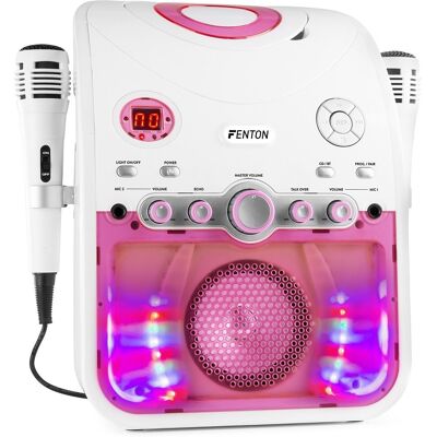 Coluna Karaoke SBS20W Bluetooth c/ Leitor CD (Branco/Rosa) - FENTON Coluna Karaoke SBS20W Bluetooth c/ Leitor CD (Branco/Rosa) - FENTON