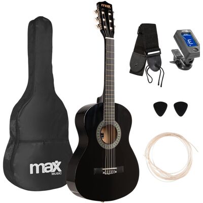 Pack SoloArt Guitarra Clássica Junior 3/4 + Acessórios (Preto) - MAX Pack SoloArt Guitarra Clássica Junior 3/4 + Acessórios (Preto) - MAX