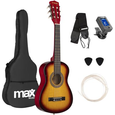 Pack Soloart Junior 1/4 Guitarra Clássica + Acessórios (Sunburst) - MAX Pack Soloart Junior 1/4 Guitarra Clássica + Acessórios (Sunburst) - MAX