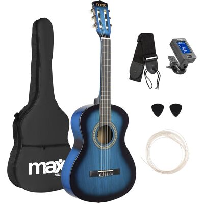 Pack Soloart Junior 3/4 Guitarra Clássica + Acessórios (Azul) - MAX Pack Soloart Junior 3/4 Guitarra Clássica + Acessórios (Azul) - MAX
