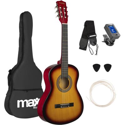 Pack SoloArt Guitarra Clássica Junior 3/4 + Acessórios (Sunburst) - MAX Pack SoloArt Guitarra Clássica Junior 3/4 + Acessórios (Sunburst) - MAX