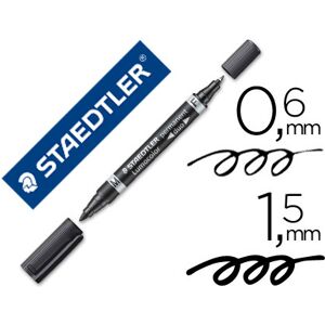 Marcador Staedtler Lumocor Permanente Duo 348 Preto Ponta F 0,6 mm Ponta M 1,5 mm Marcador Staedtler Lumocor Permanente Duo 348 Preto Ponta F 0,6 mm Ponta M 1,5 mm