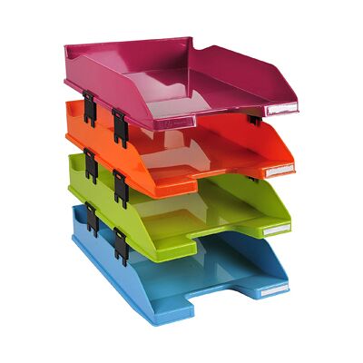 Tabuleiro de Secretaria Exacompta Plastico Arlequin Conjunto de 4 Bandejas Cores Sortidas 346X254X24 Tabuleiro de Secretaria Exacompta Plastico Arlequin Conjunto de 4 Bandejas Cores Sortidas 346X254X24
