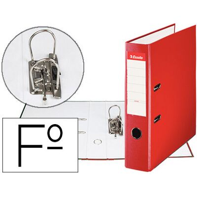 Aquivador de Alavanca Esselte Carton Forrado PVC Folio Lomo de 75mm c/ Rado Vermelho Aquivador de Alavanca Esselte Carton Forrado PVC Folio Lomo de 75mm c/ Rado Vermelho