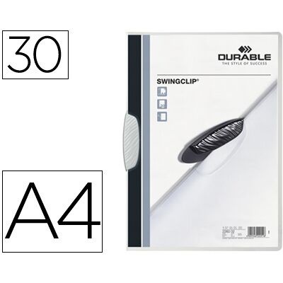 DURABLE Pasta Swingclip Dossier Clip Lateral e Giratoria Din A4 Capacidadee 30F Cor Branco DURABLE Pasta Swingclip Dossier Clip Lateral e Giratoria Din A4 Capacidadee 30F Cor Branco