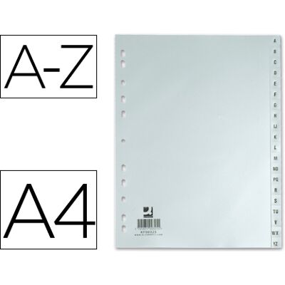 Separadores Alfabeticos Q-Connect A_Z de Plastico, A4 Separadores Alfabeticos Q-Connect A_Z de Plastico, A4