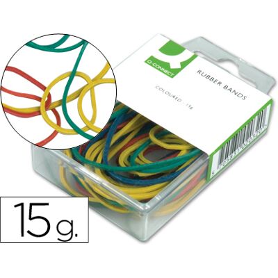 LIDERPAPEL Elasticos Q-Connect de Cores Caixa de 15 Gr LIDERPAPEL Elasticos Q-Connect de Cores Caixa de 15 Gr
