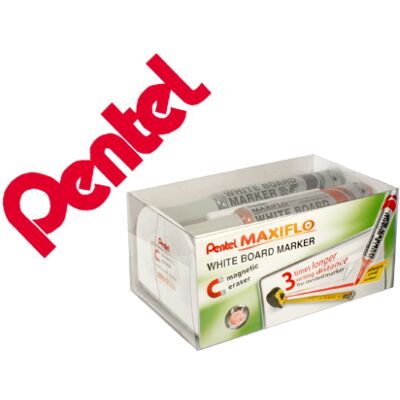 Apagador Pentel Magnetico p/ Quadro Branco c/ 4 Marcadores Maxiflo Apagador Pentel Magnetico p/ Quadro Branco c/ 4 Marcadores Maxiflo
