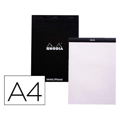Bloco de Notas Rhodia Black Dot Pad A4 80F 80g/m2 Liso c/Pontos Pretos 5mm Bloco de Notas Rhodia Black Dot Pad A4 80F 80g/m2 Liso c/Pontos Pretos 5mm