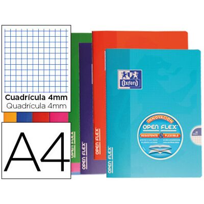 Caderno Escolar Agrafado Oxford Capa Flexivel Openflex 48F 90g A4 Quadricula Cores Sortidas Caderno Escolar Agrafado Oxford Capa Flexivel Openflex 48F 90g A4 Quadricula Cores Sortidas