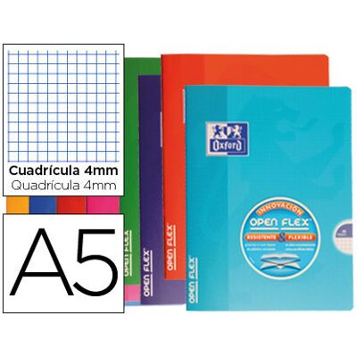 Caderno Escolar Agrafado Oxford Capa Flexivel Openflex 48F 90g A5 Quadricula Cores Sortidas Caderno Escolar Agrafado Oxford Capa Flexivel Openflex 48F 90g A5 Quadricula Cores Sortidas