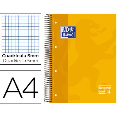 Caderno Espiral Oxford Capa Dura Microperfurado A4 80F Quadriculado Amarelo Caderno Espiral Oxford Capa Dura Microperfurado A4 80F Quadriculado Amarelo