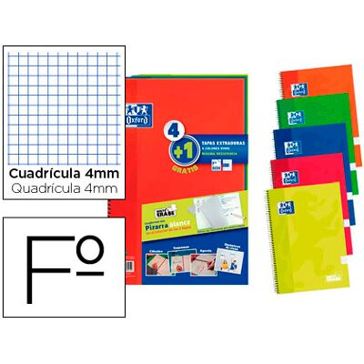 Caderno Espiral Oxford Capa Extradura Folio 80F Quadricula Write&Erase Quadro Pack 4+1 Unidades Caderno Espiral Oxford Capa Extradura Folio 80F Quadricula Write&Erase Quadro Pack 4+1 Unidades