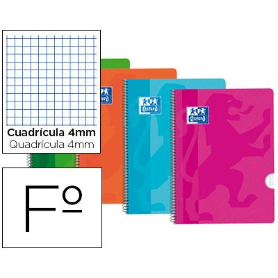 Caderno Espiral Oxford Capa Plastico Optik Paper Folio 80F 90g Quadricula 4 mm Caderno Espiral Oxford Capa Plastico Optik Paper Folio 80F 90g Quadricula 4 mm