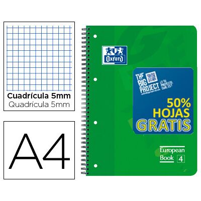 Caderno Espiral Oxford Capa Plastico Optik Paper A4 120F + 50% c/3 Separadores Quadricula 5 M Caderno Espiral Oxford Capa Plastico Optik Paper A4 120F + 50% c/3 Separadores Quadricula 5 M