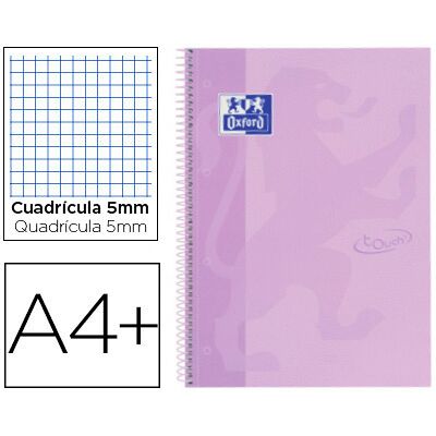 Caderno Espiral Oxford Ebook 1 School Touch A4+ 80F Quadricula 5 mm c/ Margem Malva Pastel Caderno Espiral Oxford Ebook 1 School Touch A4+ 80F Quadricula 5 mm c/ Margem Malva Pastel