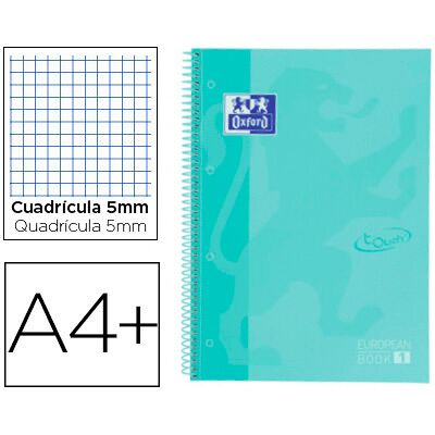Caderno Espiral Oxford Ebook 1 School Touch A4+ 80F Quadricula 5 mm c/ Margem Mint Pastel Caderno Espiral Oxford Ebook 1 School Touch A4+ 80F Quadricula 5 mm c/ Margem Mint Pastel
