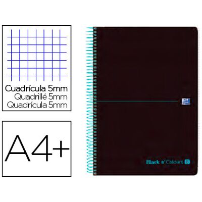 Caderno Espiral Oxford Ebook 8 Capa de Plástico A4+ 160F Quadricula 5 mm BlackN Cors Turquesa Caderno Espiral Oxford Ebook 8 Capa de Plástico A4+ 160F Quadricula 5 mm BlackN Cors Turquesa