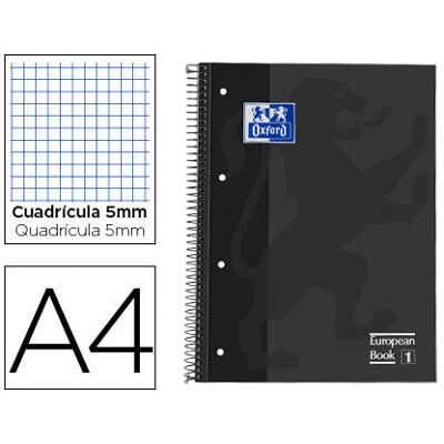 Caderno Espiral Oxford European Book Capa Extradura A4 80F Quadriculado Cinza Caderno Espiral Oxford European Book Capa Extradura A4 80F Quadriculado Cinza