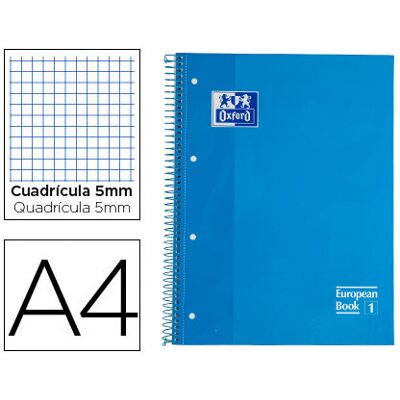 Caderno Espiral Oxford European Book Capa Extradura A4 80F Quadriculado Turquesa Caderno Espiral Oxford European Book Capa Extradura A4 80F Quadriculado Turquesa