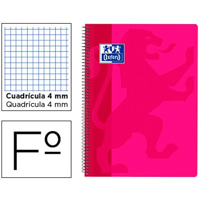 Caderno Espiral Oxford School Classic Capa Polipr. Folio 80F Quadr. 4 mm c/ Margem Fucsia Caderno Espiral Oxford School Classic Capa Polipr. Folio 80F Quadr. 4 mm c/ Margem Fucsia