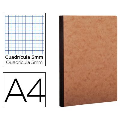 CLAIREFONTAINE Caderno Moleskine Capa Cartolina A4 Quadriculado 96F Kraft CLAIREFONTAINE Caderno Moleskine Capa Cartolina A4 Quadriculado 96F Kraft