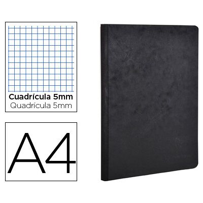 CLAIREFONTAINE Caderno Moleskine Capa Cartolina A4 Quadriculado 96F Preto CLAIREFONTAINE Caderno Moleskine Capa Cartolina A4 Quadriculado 96F Preto