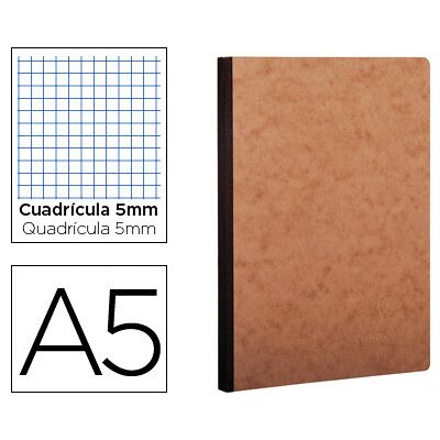 CLAIREFONTAINE Caderno Moleskine Capa Cartolina A5 Quadriculado 96F Kraft CLAIREFONTAINE Caderno Moleskine Capa Cartolina A5 Quadriculado 96F Kraft