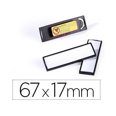 Identificador Portanombre Durable PVC Antiaranhazos c/ Iman Y Efecto Lupa Negro 67X17 mm Identificador Portanombre Durable PVC Antiaranhazos c/ Iman Y Efecto Lupa Negro 67X17 mm
