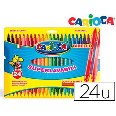 Marcador Carioca Birelo Dupla Ponta Caixa de 24 Cores Marcador Carioca Birelo Dupla Ponta Caixa de 24 Cores
