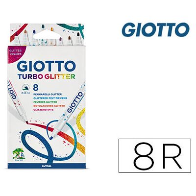 Marcador Giotto Turbo Glitter Purpurina Caixa de 8 Unidades Marcador Giotto Turbo Glitter Purpurina Caixa de 8 Unidades