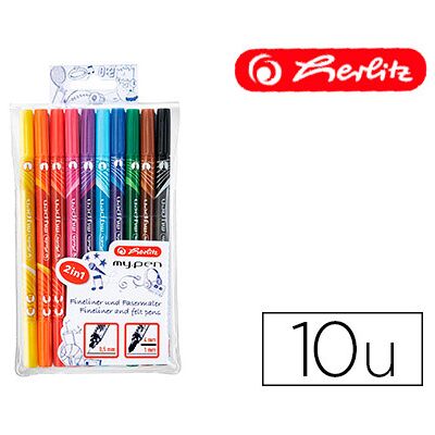 Marcador Herlitz My-Pen Dupla Ponta 0,5/4 mm Blister de 10 Cores Sortidas Marcador Herlitz My-Pen Dupla Ponta 0,5/4 mm Blister de 10 Cores Sortidas