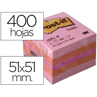 Bloco Notas Adesivas Post-It 51X51 mm Minicubo Cor Rosa 2051-P 400 Folhas Bloco Notas Adesivas Post-It 51X51 mm Minicubo Cor Rosa 2051-P 400 Folhas