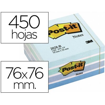 Bloco Notas Adesivas Post-It 76X76 mm Cubo Cor Azul Pastel 450 Folhas Bloco Notas Adesivas Post-It 76X76 mm Cubo Cor Azul Pastel 450 Folhas