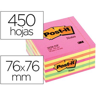 Bloco Notas Adesivas Post-It 76X76 mm Cubo Cor Rosa Neon 450 Folhas Bloco Notas Adesivas Post-It 76X76 mm Cubo Cor Rosa Neon 450 Folhas