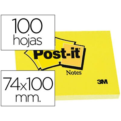 Bloco Notas Adesivas Post-It Amarelo 74 X 100 mm Bloco Notas Adesivas Post-It Amarelo 74 X 100 mm