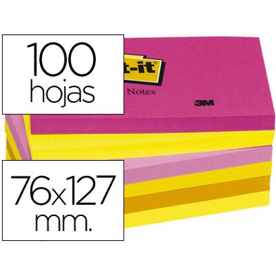 Bloco Notas Adesivas Post-It Neon 76 X 127 mm Bloco Notas Adesivas Post-It Neon 76 X 127 mm