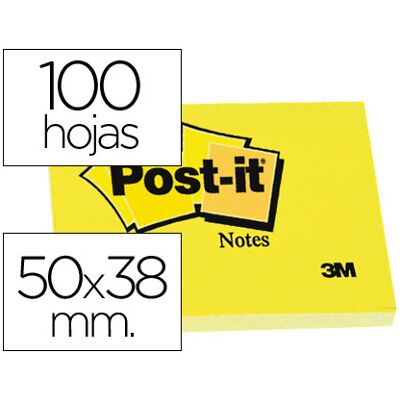 Bloco Notas Adesivas Post-It Post-It Amarelo 51x38mm Bloco Notas Adesivas Post-It Post-It Amarelo 51x38mm