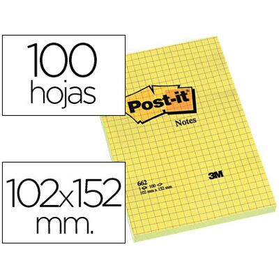 Bloco Notas Adesivas Post-It Quadriculado 102X152mm Bloco Notas Adesivas Post-It Quadriculado 102X152mm