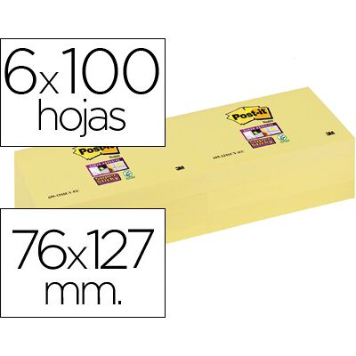 Bloco Notas Adesivas Post-It Super Sticky 76X127 mm c/ 6 Blocos Amarelo Canario Bloco Notas Adesivas Post-It Super Sticky 76X127 mm c/ 6 Blocos Amarelo Canario