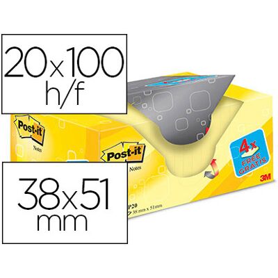 Bloco Notas Adesivas Post-It Super Sticky Amarelo Canario 38X51 mm (20 Unidades) +4 Gratis Bloco Notas Adesivas Post-It Super Sticky Amarelo Canario 38X51 mm (20 Unidades) +4 Gratis