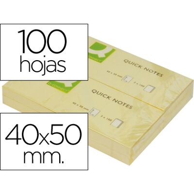 Bloco Notas Adesivas Q-Connect Amarelo 38 x 51 mm Bloco Notas Adesivas Q-Connect Amarelo 38 x 51 mm