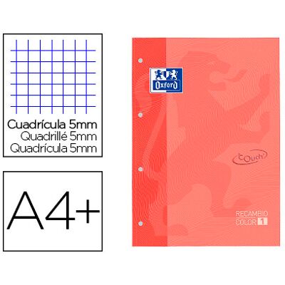 Recarga Color 1 Oxford Din A4+ 80 Folhas 90 Gr Quadricula 5 mm Capa Suave 4 Furos Coral Touch Recarga Color 1 Oxford Din A4+ 80 Folhas 90 Gr Quadricula 5 mm Capa Suave 4 Furos Coral Touch