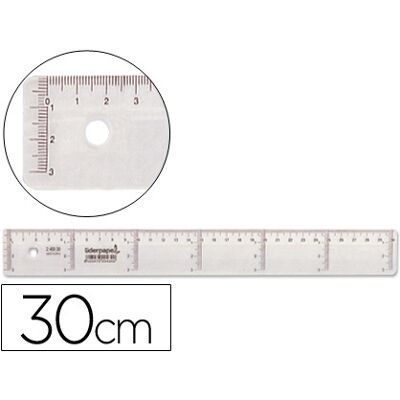 LIDERPAPEL Regua Plastico Transparente 30cm LIDERPAPEL Regua Plastico Transparente 30cm