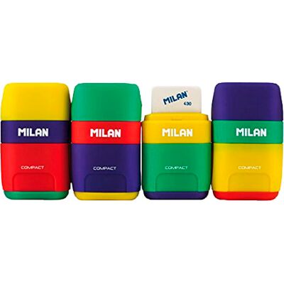 Afia Lápis Milan em Plastico de Dois Usos c/ Borracha Compact Mix Afia Lápis Milan em Plastico de Dois Usos c/ Borracha Compact Mix