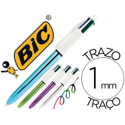Caneta Bic Quatro Cores Shine Cores Metalizadas Ponta de 1 mm Caneta Bic Quatro Cores Shine Cores Metalizadas Ponta de 1 mm