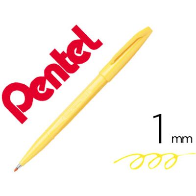 Caneta Pentel c/ Ponta de Fibra Sign Pen Amarela Caneta Pentel c/ Ponta de Fibra Sign Pen Amarela