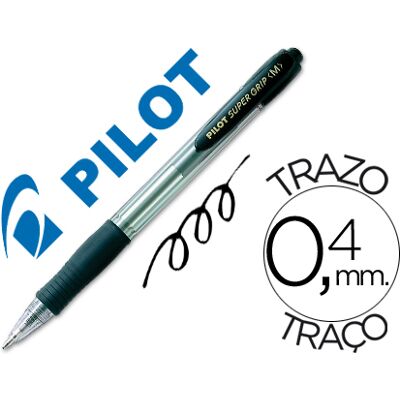 Caneta Pilot Super Grip Preto -Retratil -Com Grip-Tinta Base de Oleo Caneta Pilot Super Grip Preto -Retratil -Com Grip-Tinta Base de Oleo
