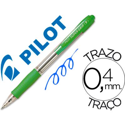 Caneta Pilot Super Grip Verde Claro -Retratil -Com Grip-Tinta Base de Oleo Caneta Pilot Super Grip Verde Claro -Retratil -Com Grip-Tinta Base de Oleo