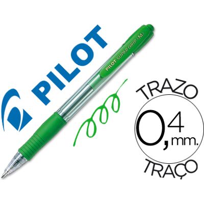 Caneta Pilot Super Grip Verde -Retratil -Com Grip-Tinta Base de Oleo Caneta Pilot Super Grip Verde -Retratil -Com Grip-Tinta Base de Oleo